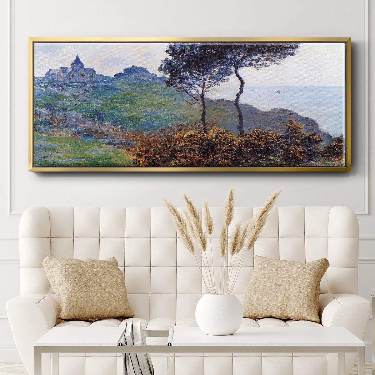 The Church at Varengaville, Grey Weather, 1882 - Floater Framed Canvas Print