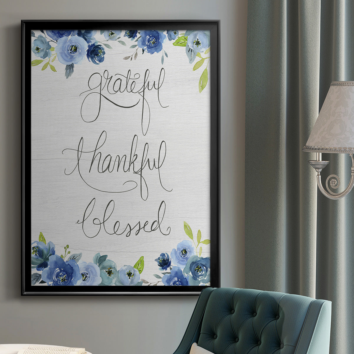 Grateful, Thankful, Blessed - Modern Framed Canvas Print