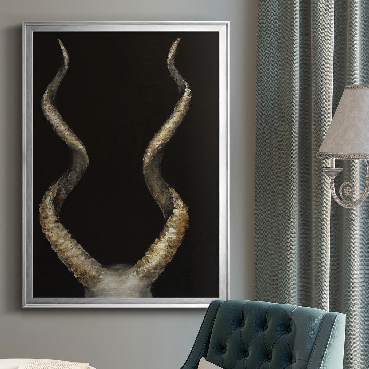 Spiral Antelope Horns -  Framed Canvas Print