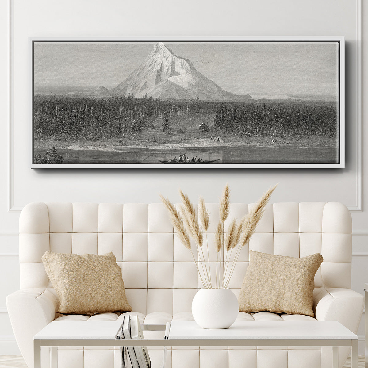 Mount Hood from the Columbia - Floater Framed Canvas Print