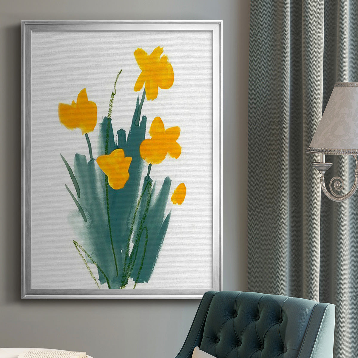 Daffodil Bunch II - Modern Framed Canvas Print