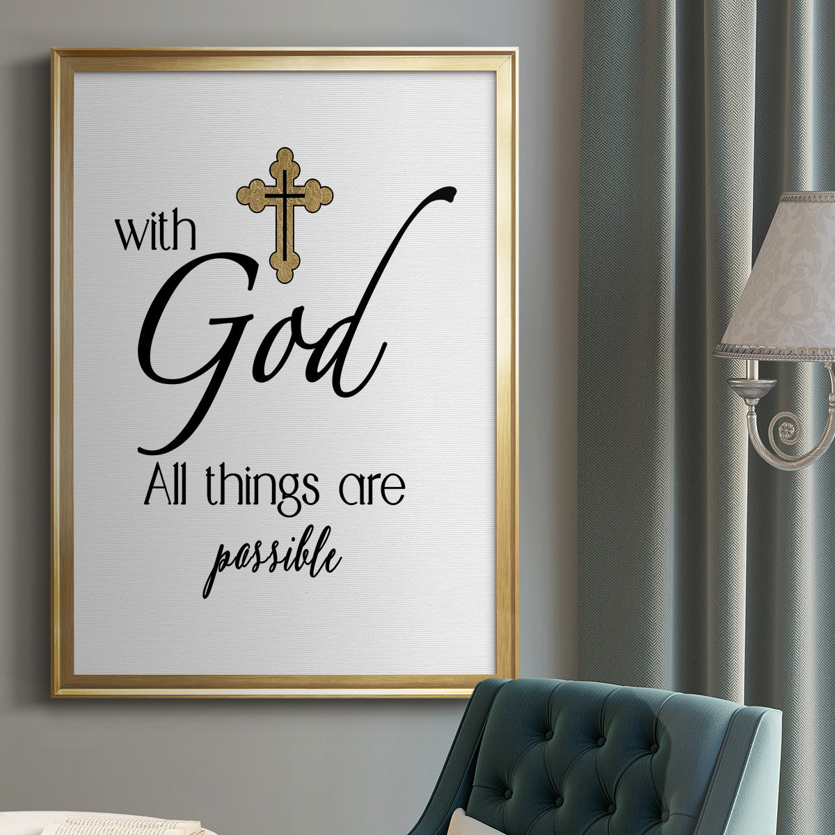 All Things Possible Gold - Modern Framed Canvas Print