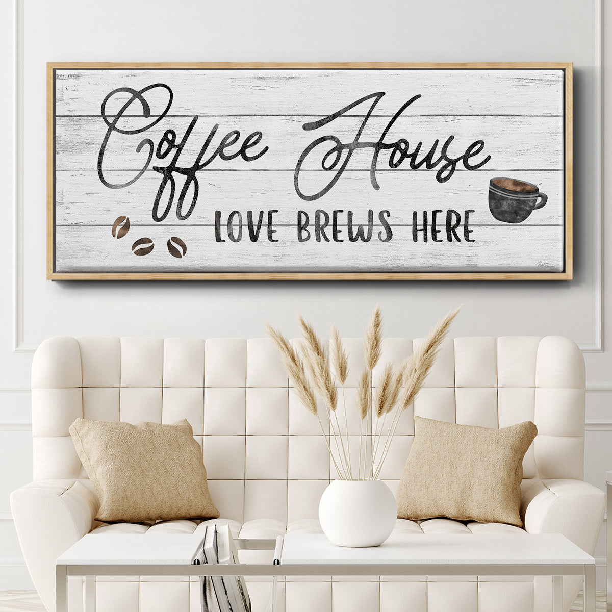 Love Brews - Floater Framed Canvas Print