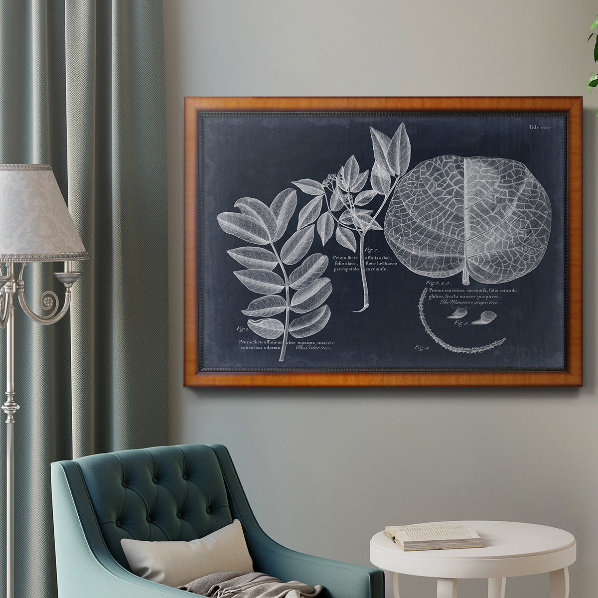 Foliage on Navy I Premium Framed Canvas- Ready to Hang