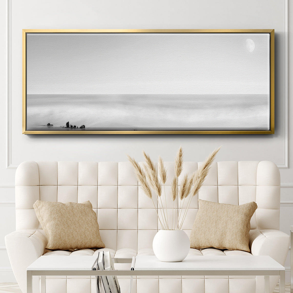 Black & White Water Panel XIV - Floater Framed Canvas Print