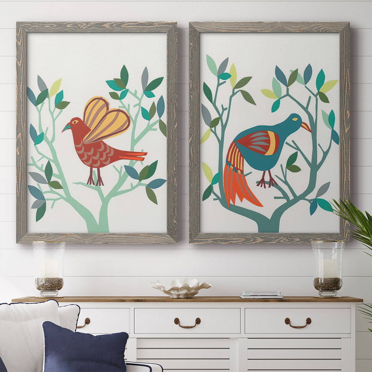 Whitty Bird I - Premium Framed Canvas 2 Piece Set - Ready to Hang