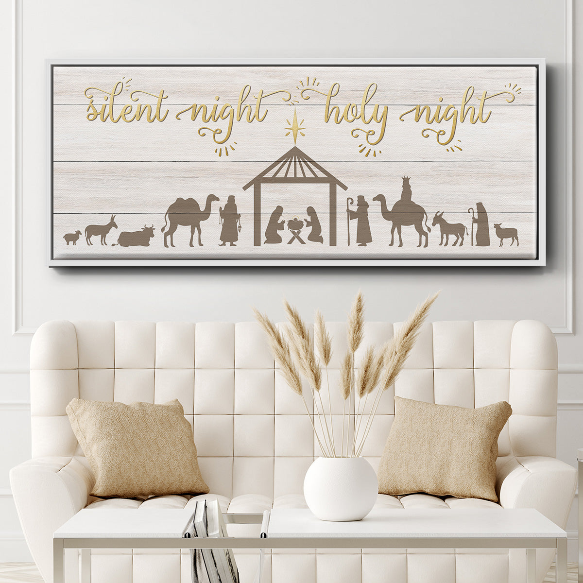 Silent Night Nativity - Floater Framed Canvas Print