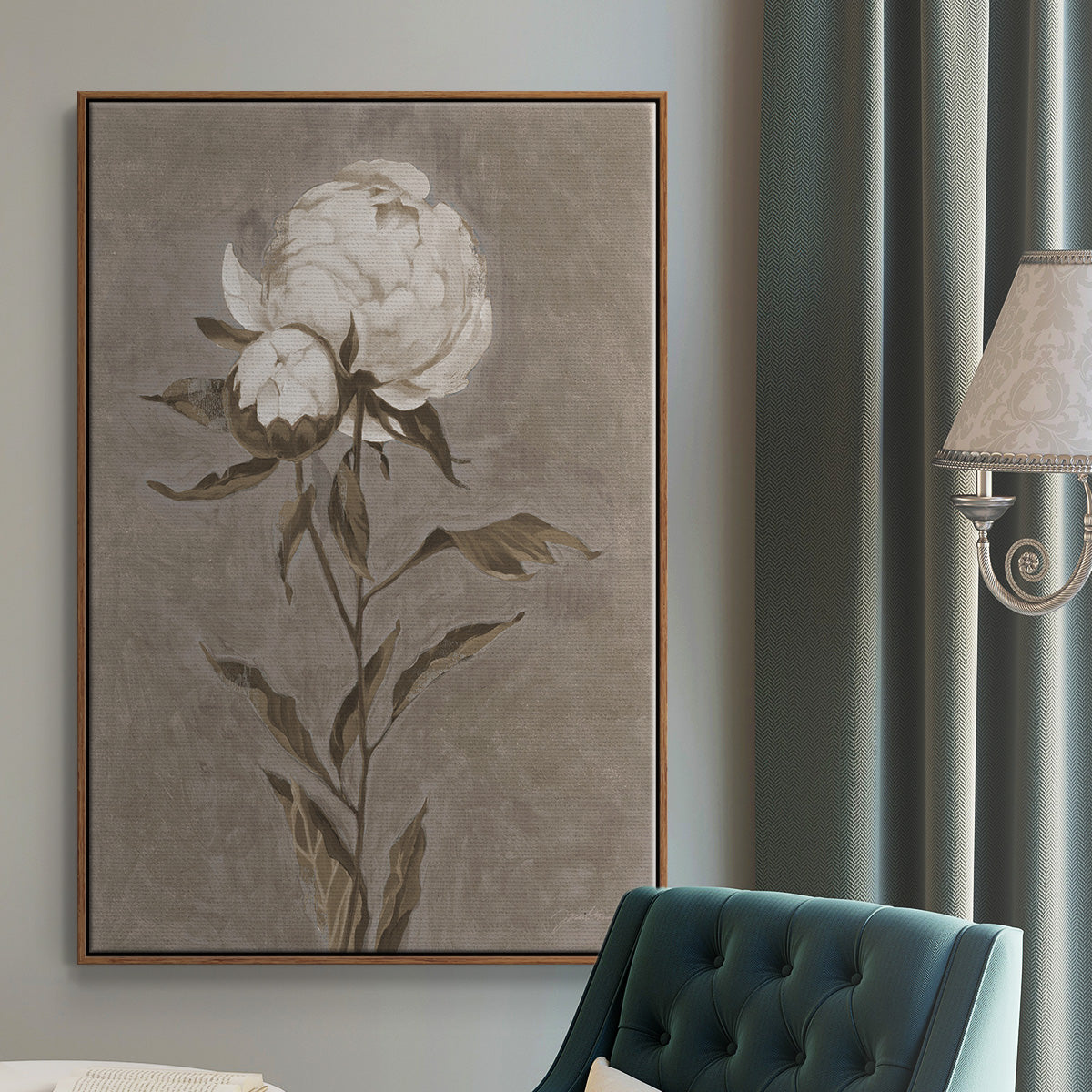 Pretty as a Peony II - Framed Premium Gallery Wrapped Canvas L Frame - Ready to Hang