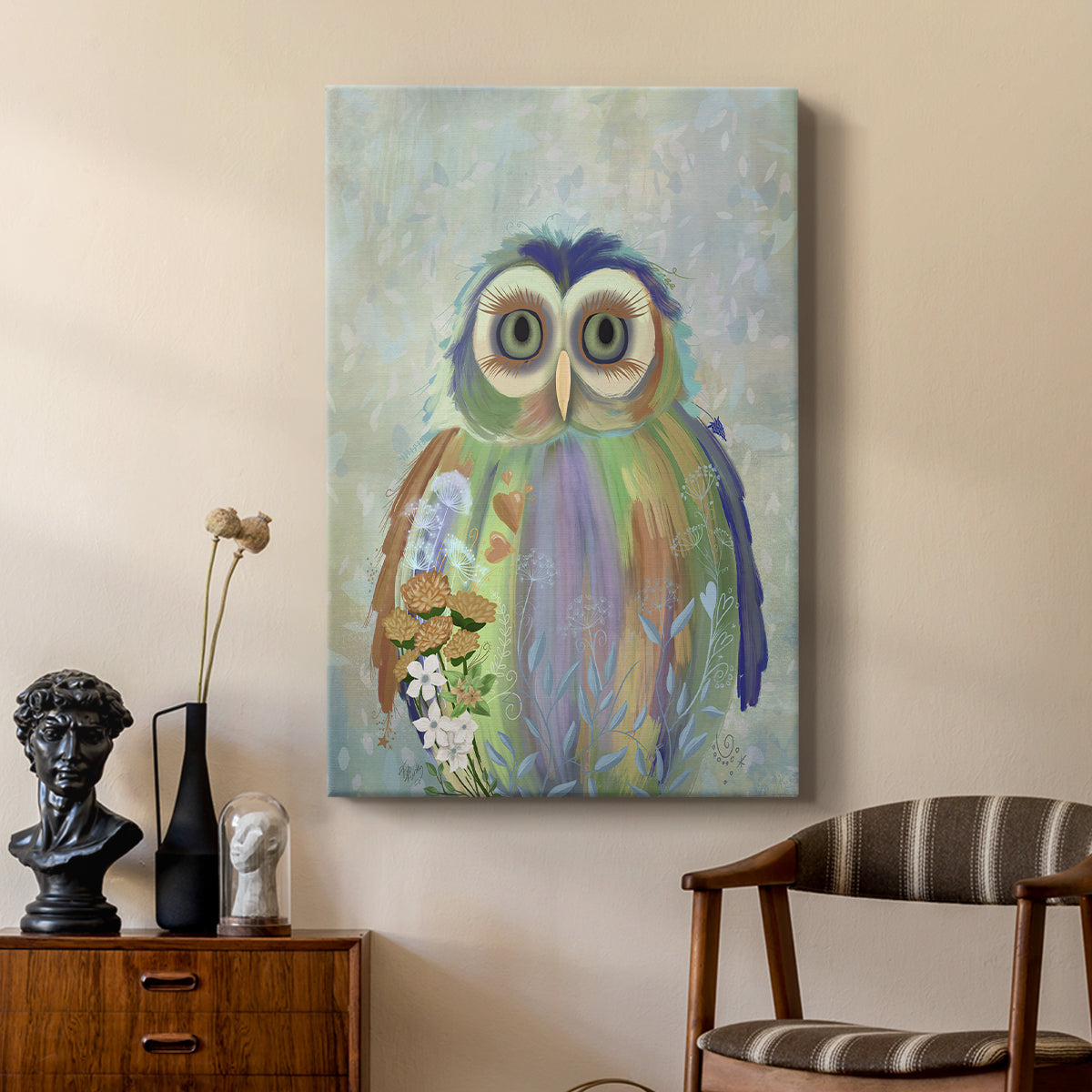 Fantastic Florals Owl - Canvas Art Print