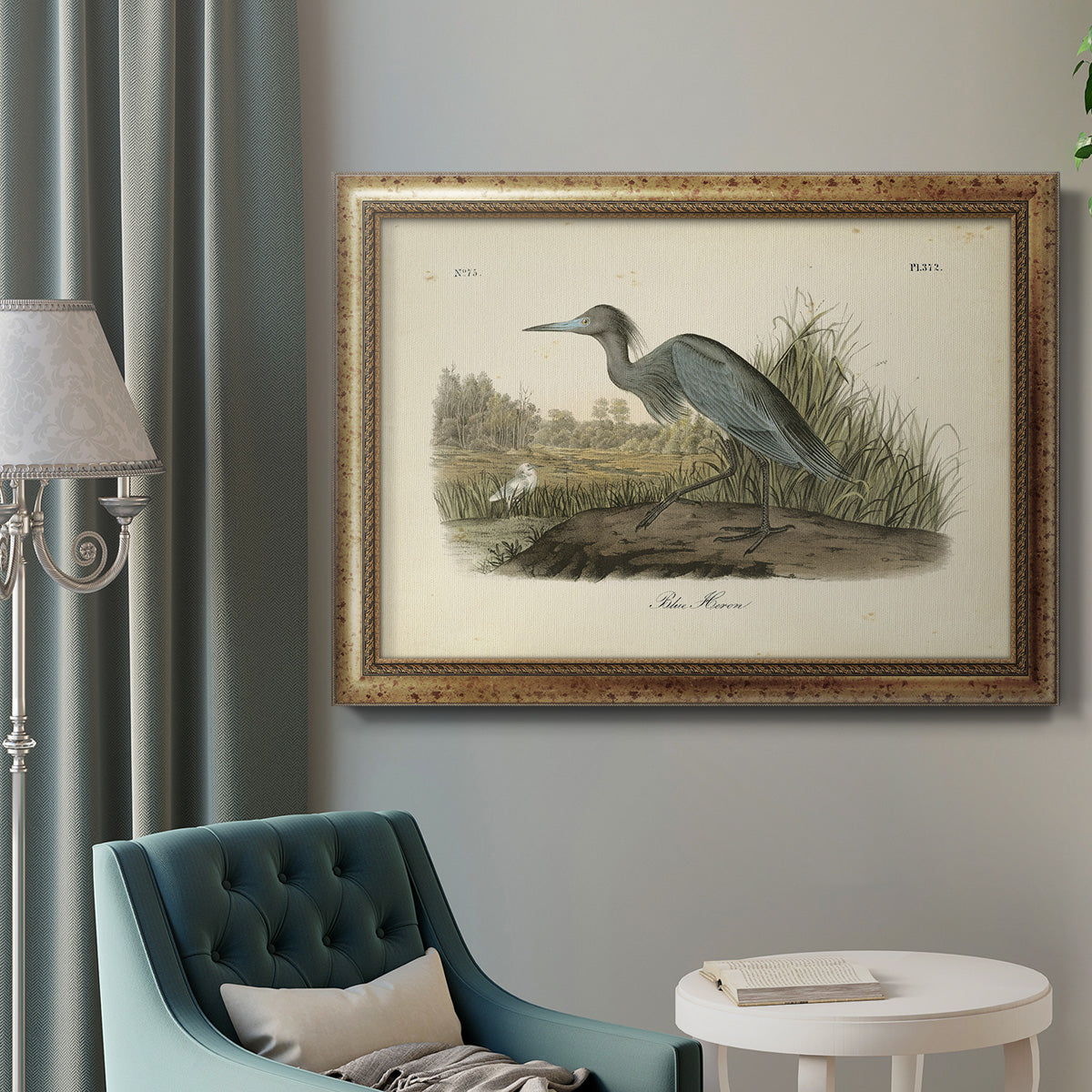 Audubons Blue Heron Premium Framed Canvas- Ready to Hang