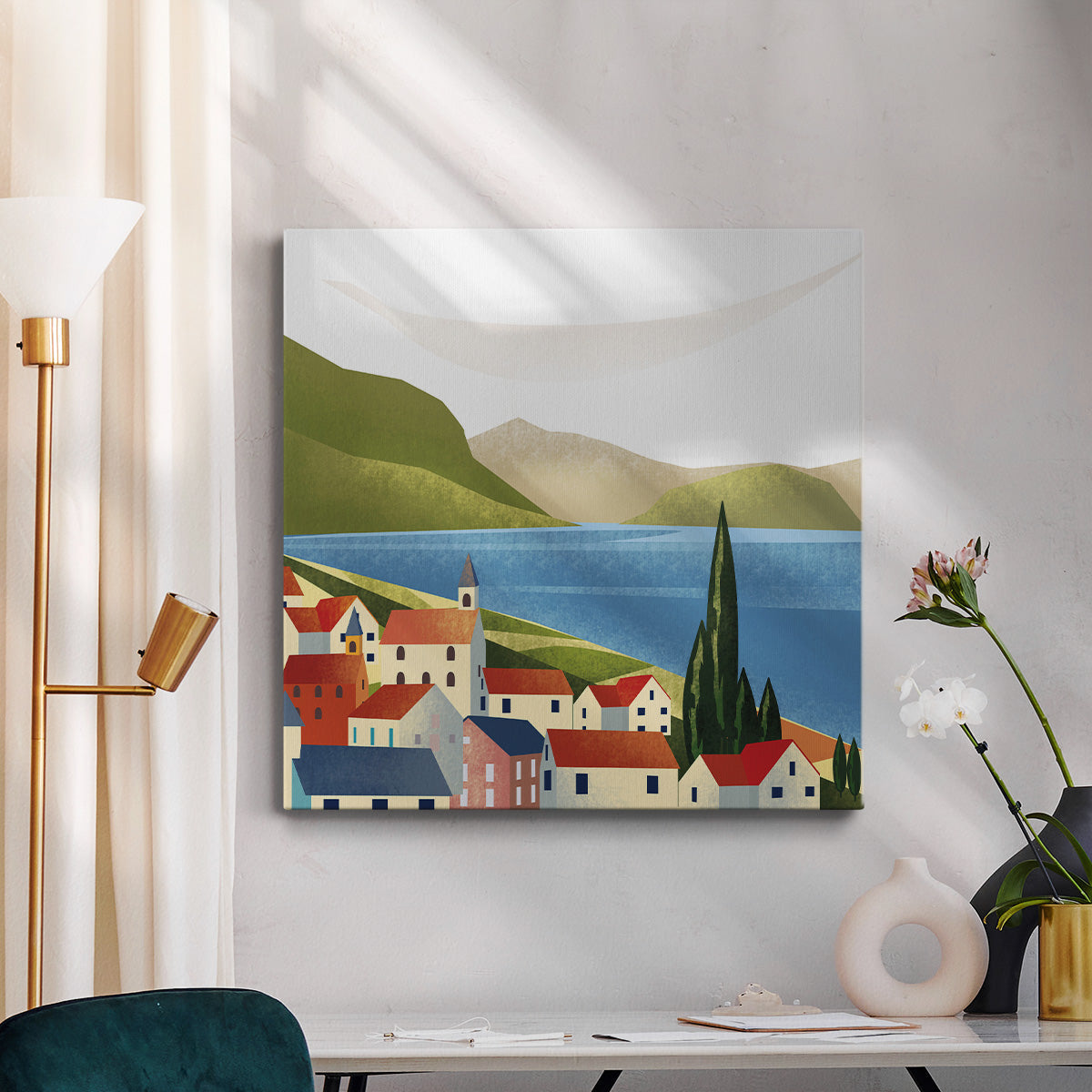 Illustrated Italian Landscape & Nature VIII-Premium Gallery Wrapped Canvas - Ready to Hang