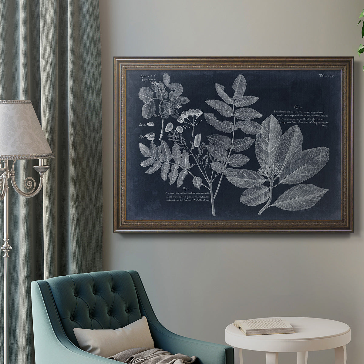 Foliage on Navy V Premium Framed Canvas- Ready to Hang