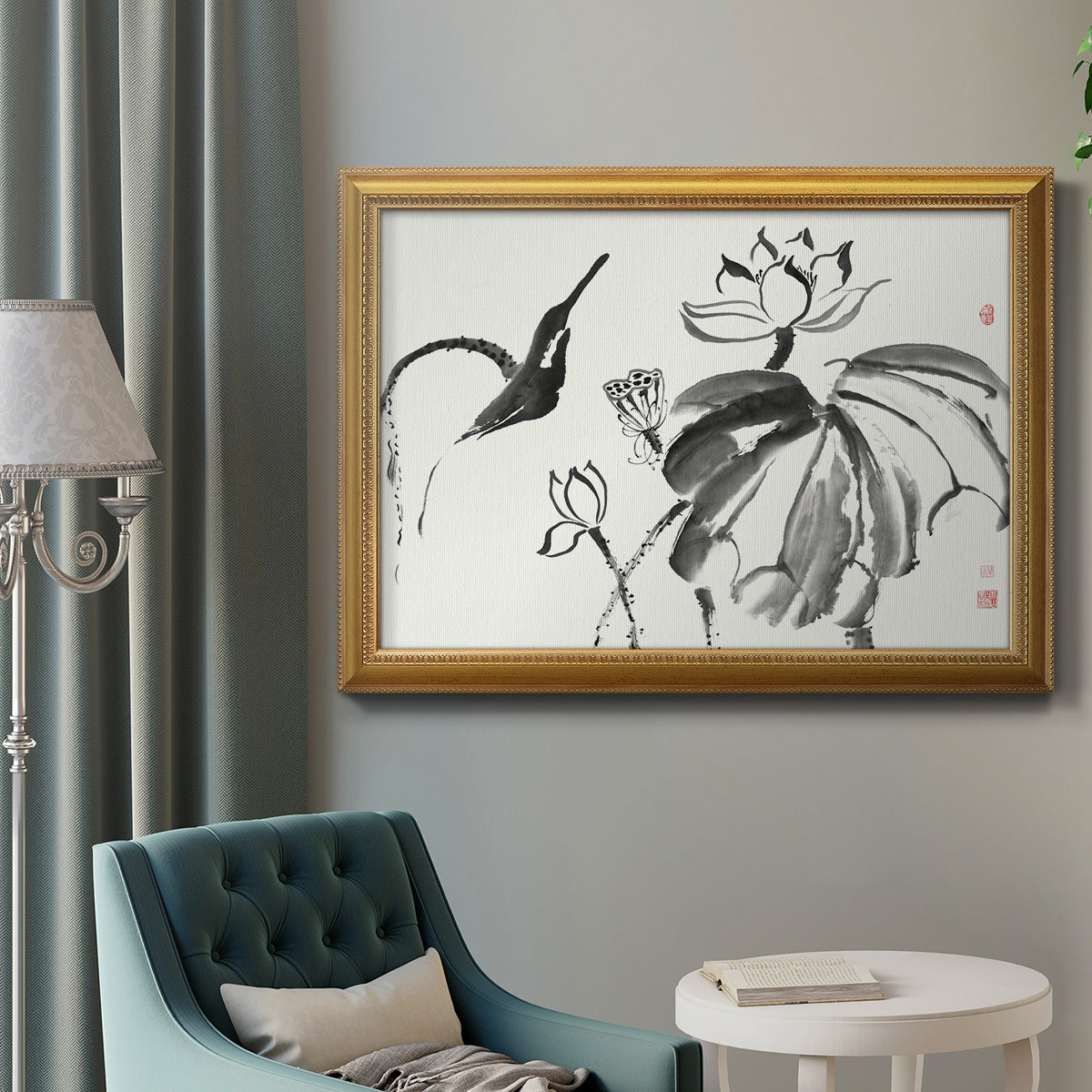 Lotus Study I Premium Framed Canvas- Ready to Hang