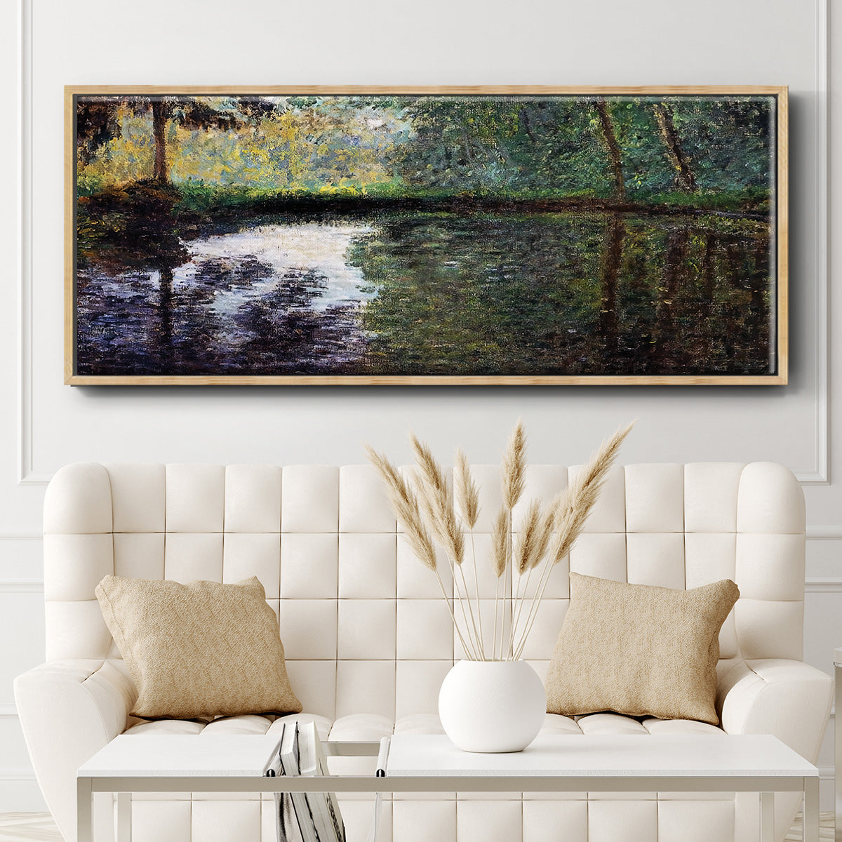 The Pond at Montgeron 2, 1876 - Floater Framed Canvas Print