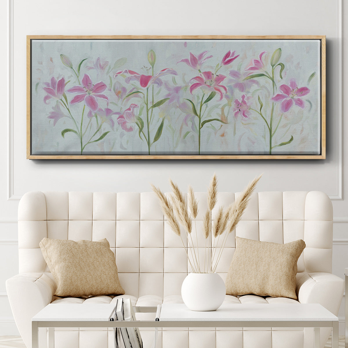 Dancing Pink Trio III - Floater Framed Canvas Print