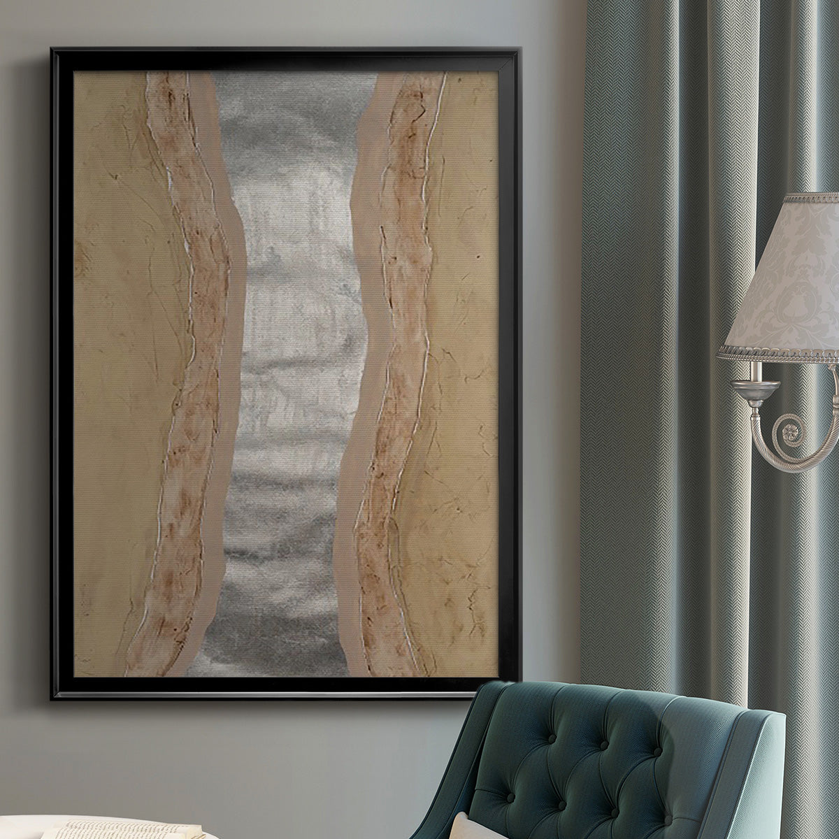Silver Lake II - Modern Framed Canvas Print