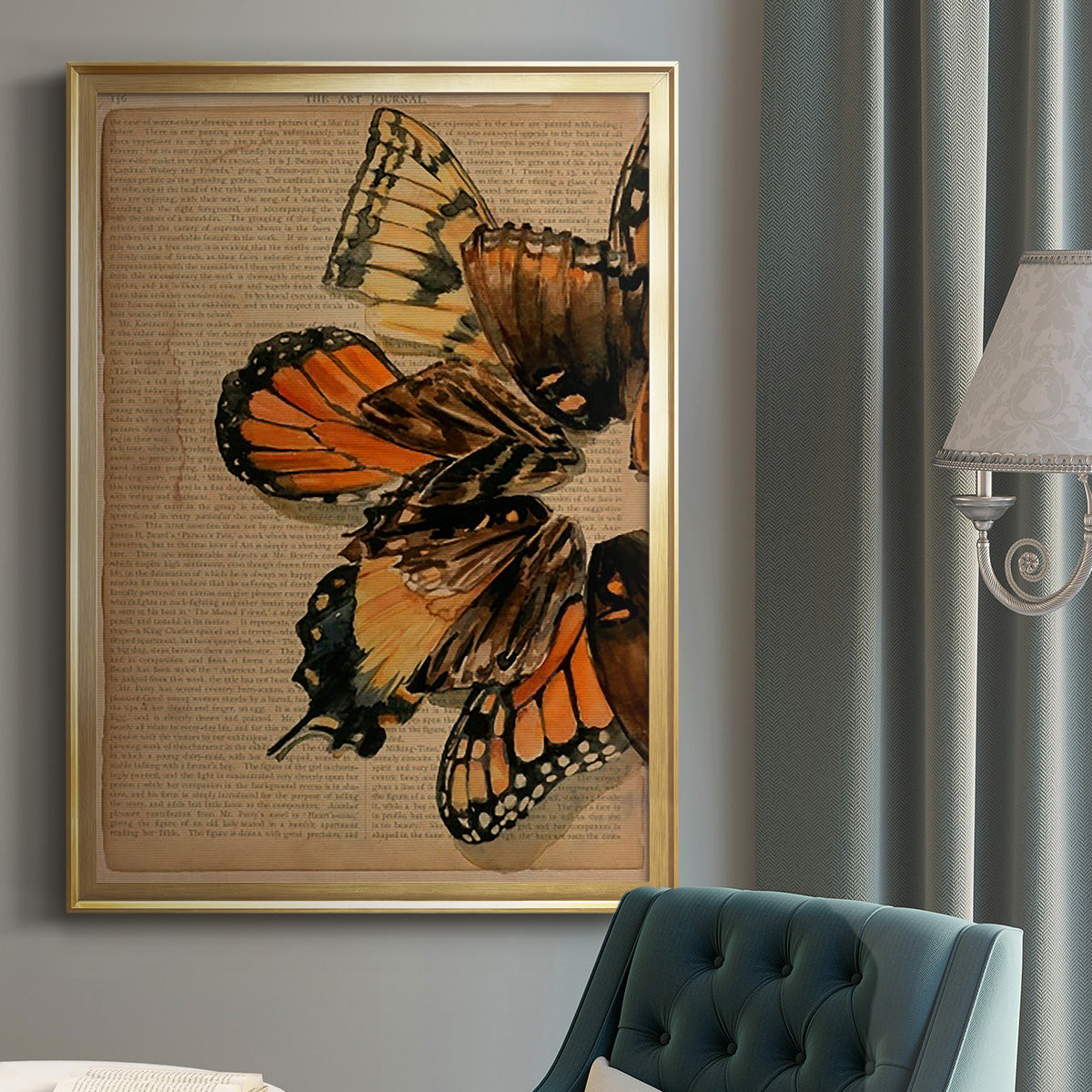 Winged Wreath II - Modern Framed Canvas Print