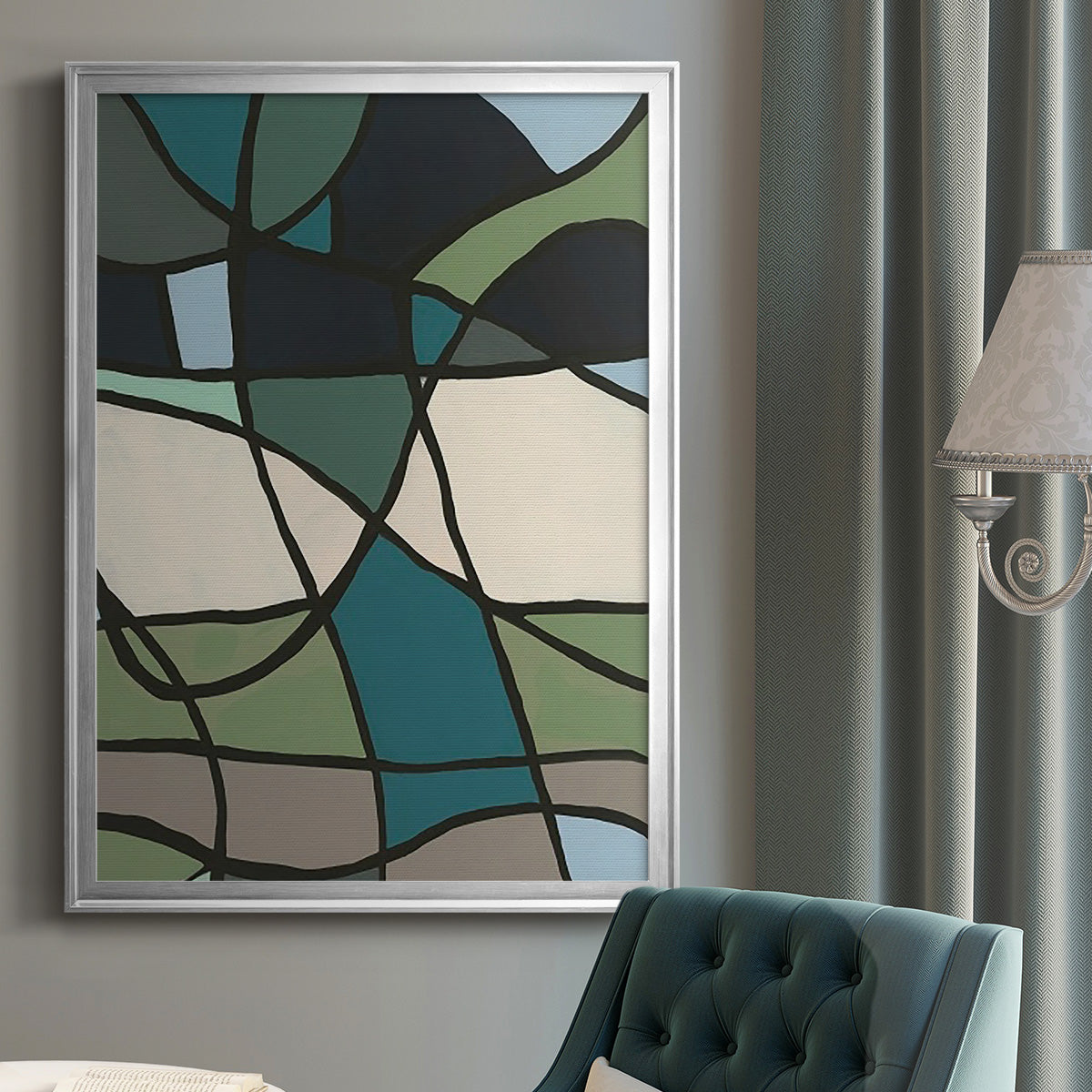 Multicolor Stained Glass I - Modern Framed Canvas Print