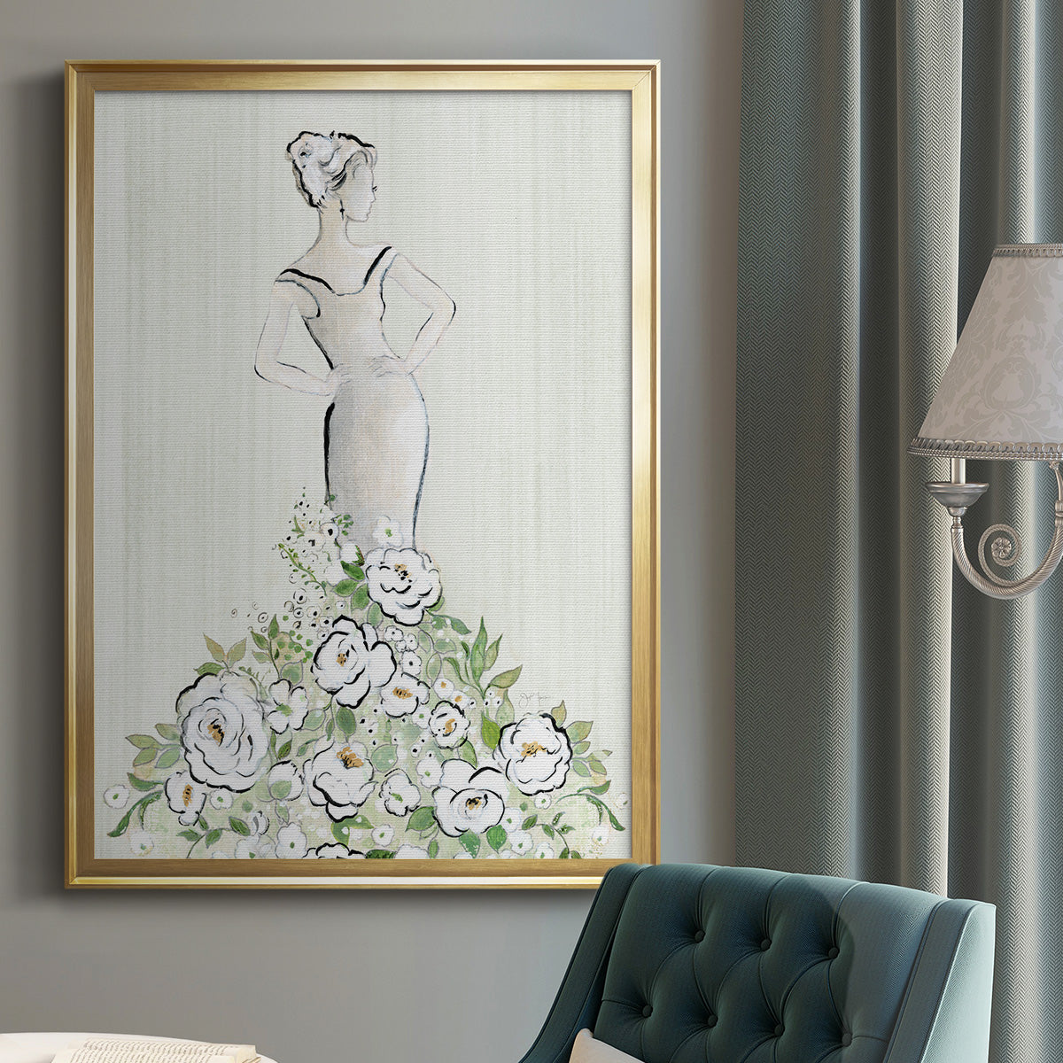 Fashion Floral Figurative - Modern Framed Canvas Print