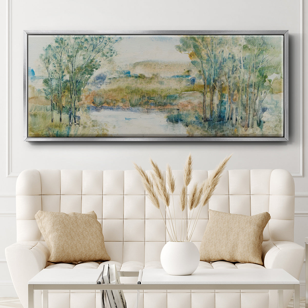 Trees on the Creek I - Floater Framed Canvas Print