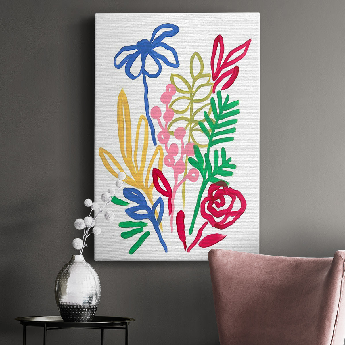 Bold Brushstroke Blooms I Premium Gallery Wrapped Canvas - Ready to Hang