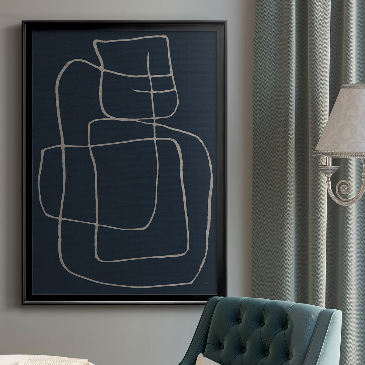 Shapes and Night Sky II - Modern Framed Canvas Print