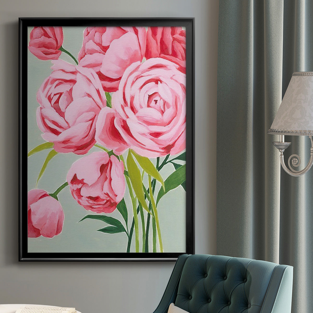 This Year's Peonies I - Modern Framed Canvas Print