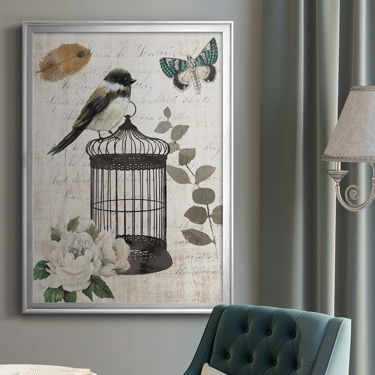 Vintage Menagerie I - Modern Framed Canvas Print