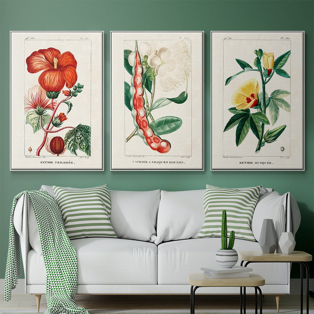 Turpin Tropical Botanicals VI - Framed Premium Gallery Wrapped Canvas L Frame 3 Piece Set - Ready to Hang