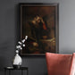 Classical religious portrait of Paul the Apostle by Rembrandt van Rijn in an ornate black frame with gilded inner detail displayed in a dark-toned interior setting.
