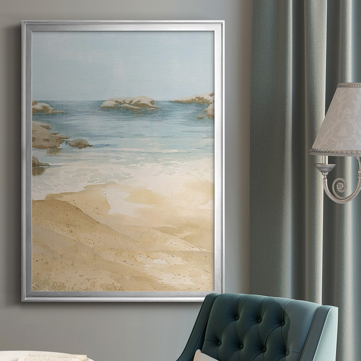 Tranquil Beach I - Modern Framed Canvas Print