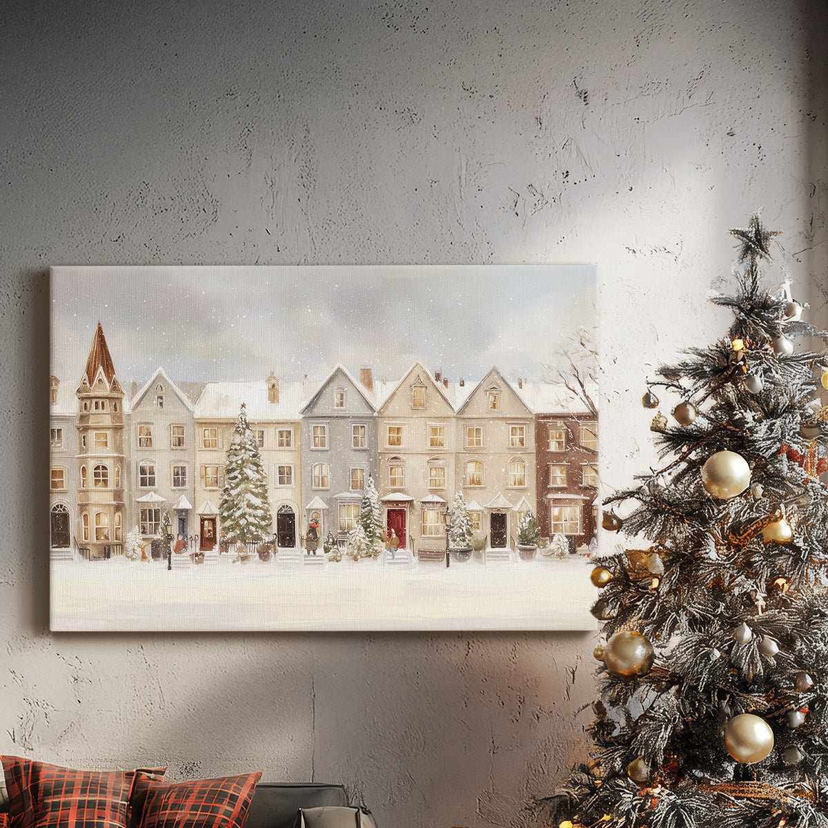 Silver Mistletoe Whisper - Canvas Art Print