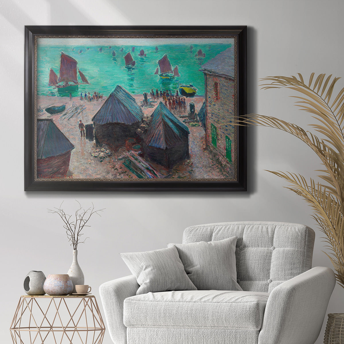The Departure of the Boats Etretat - Ornate Framed Canvas Print