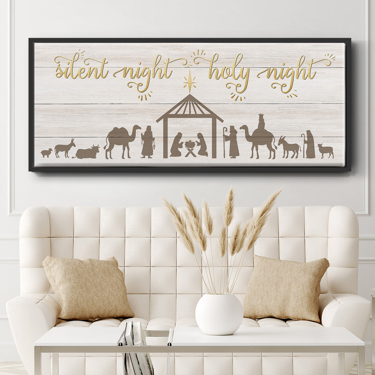 Silent Night Nativity - Floater Framed Canvas Print