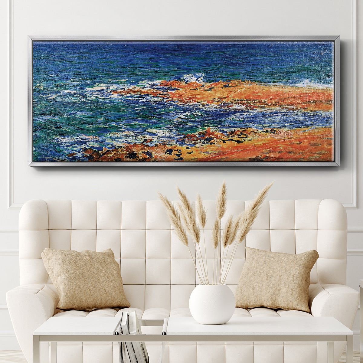 The 'Big Blue' Sea in Antibes, 1888 - Floater Framed Canvas Print