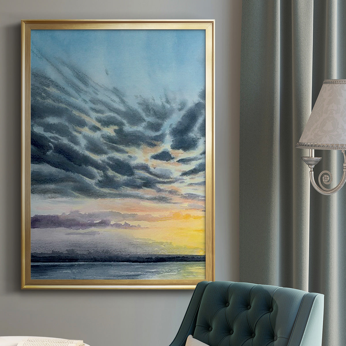 Anastasia Island Sunset I - Modern Framed Canvas Print