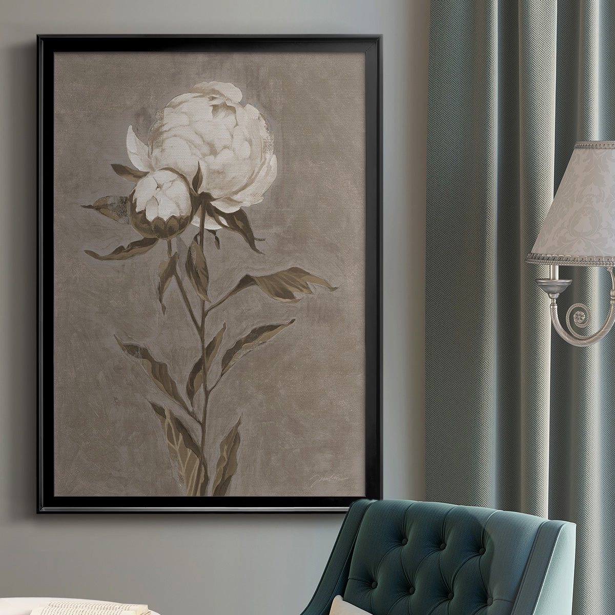 Pretty As A Peony II - Modern Framed Canvas Print