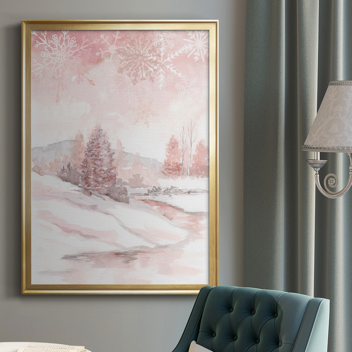 Blush Winter - Modern Framed Canvas Print
