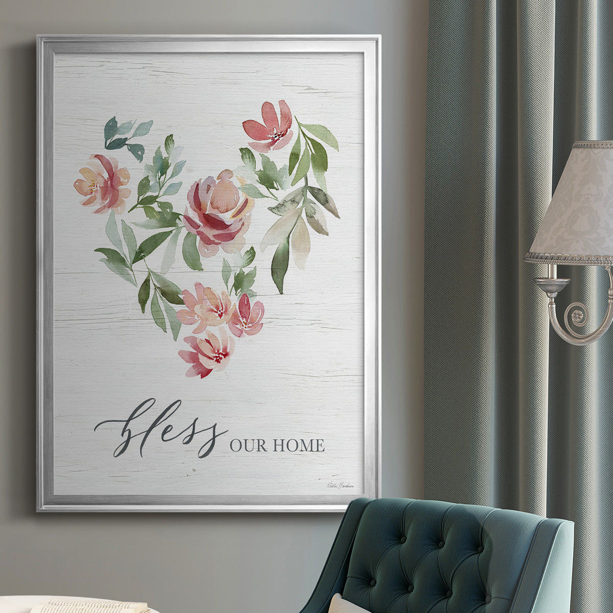 Paradise Floral Heart - Modern Framed Canvas Print