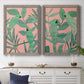 Pink and Green Birds of Paradise I - Premium Framed Canvas 2 Piece Set - Ready to Hang