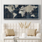 Old World Map Blue - Floater Framed Canvas Print