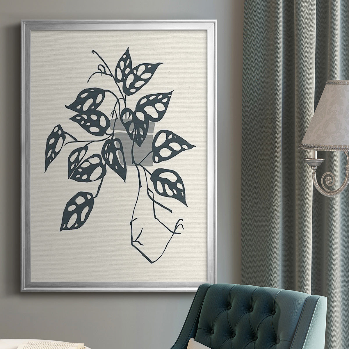 Growing Leaves III - Modern Framed Canvas Print