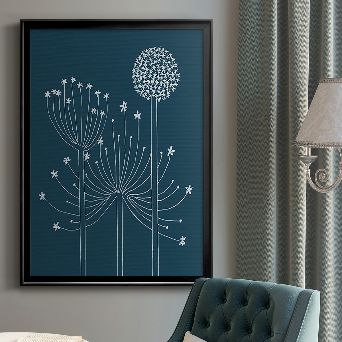 Graphic Alliums II - Modern Framed Canvas Print