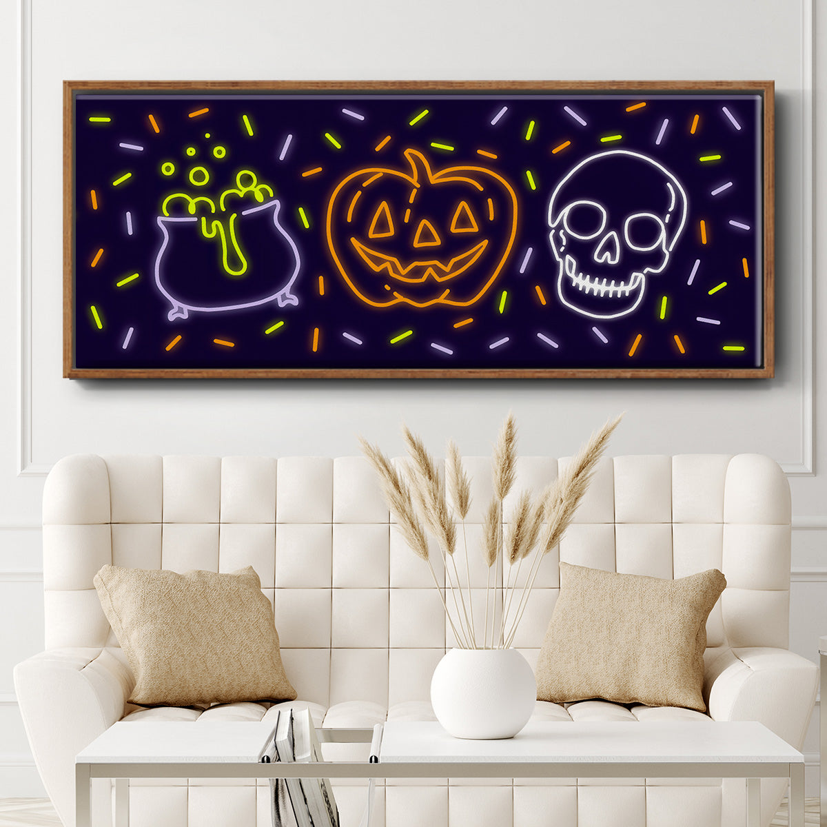 Neon Halloween Collection D - Floater Framed Canvas Print
