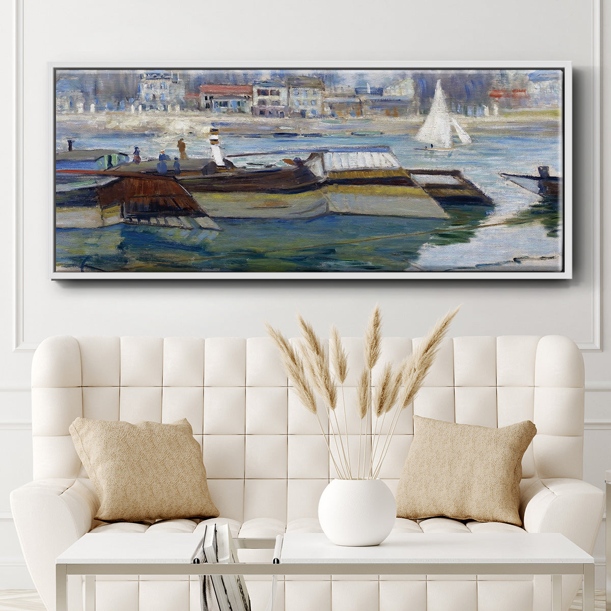 The Seine at Asnieres 2, 1873 - Floater Framed Canvas Print