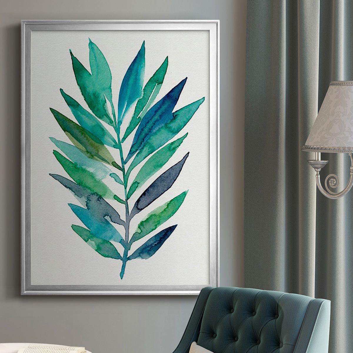 Palm Frond Flow II - Modern Framed Canvas Print