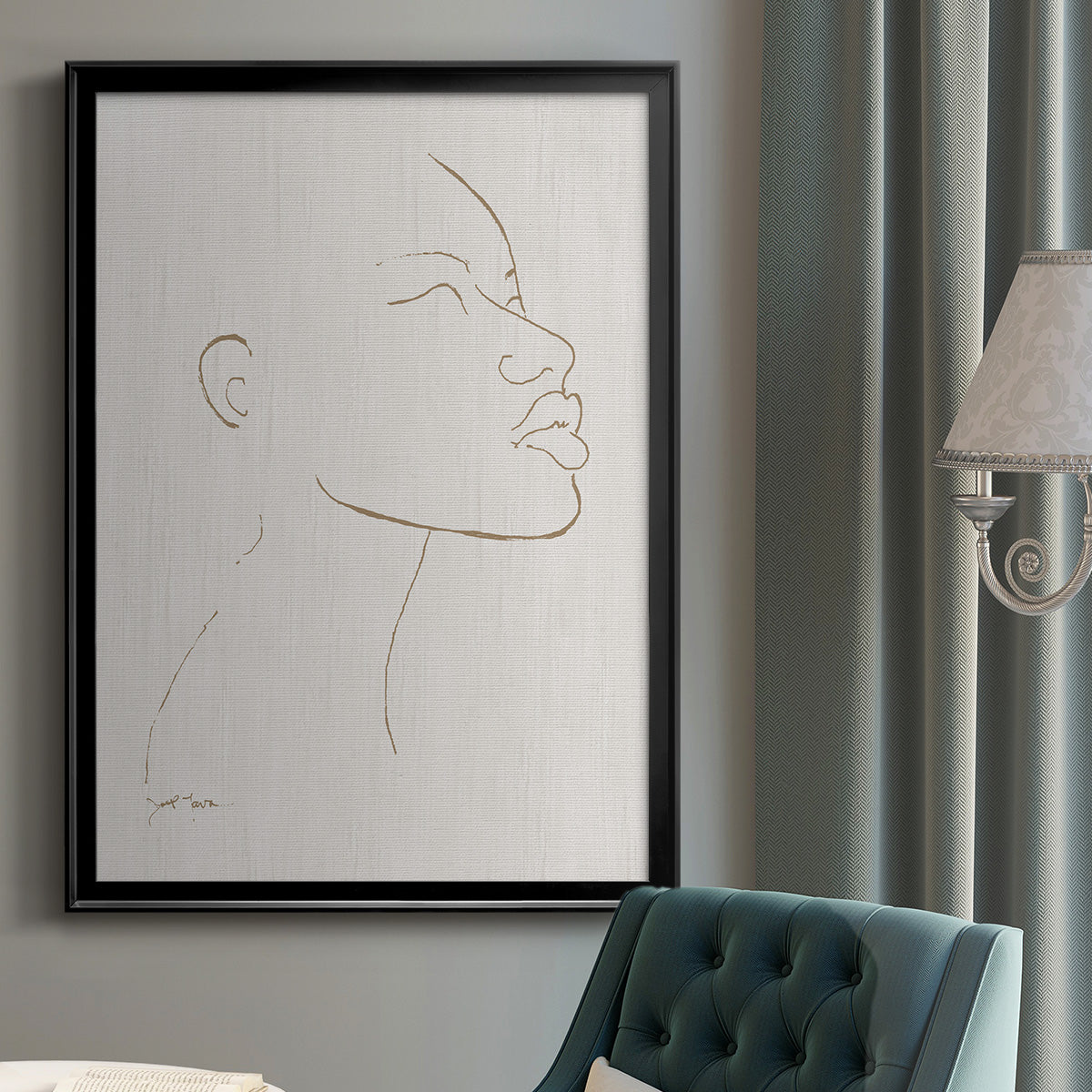 Portrait Sketch I - Modern Framed Canvas Print
