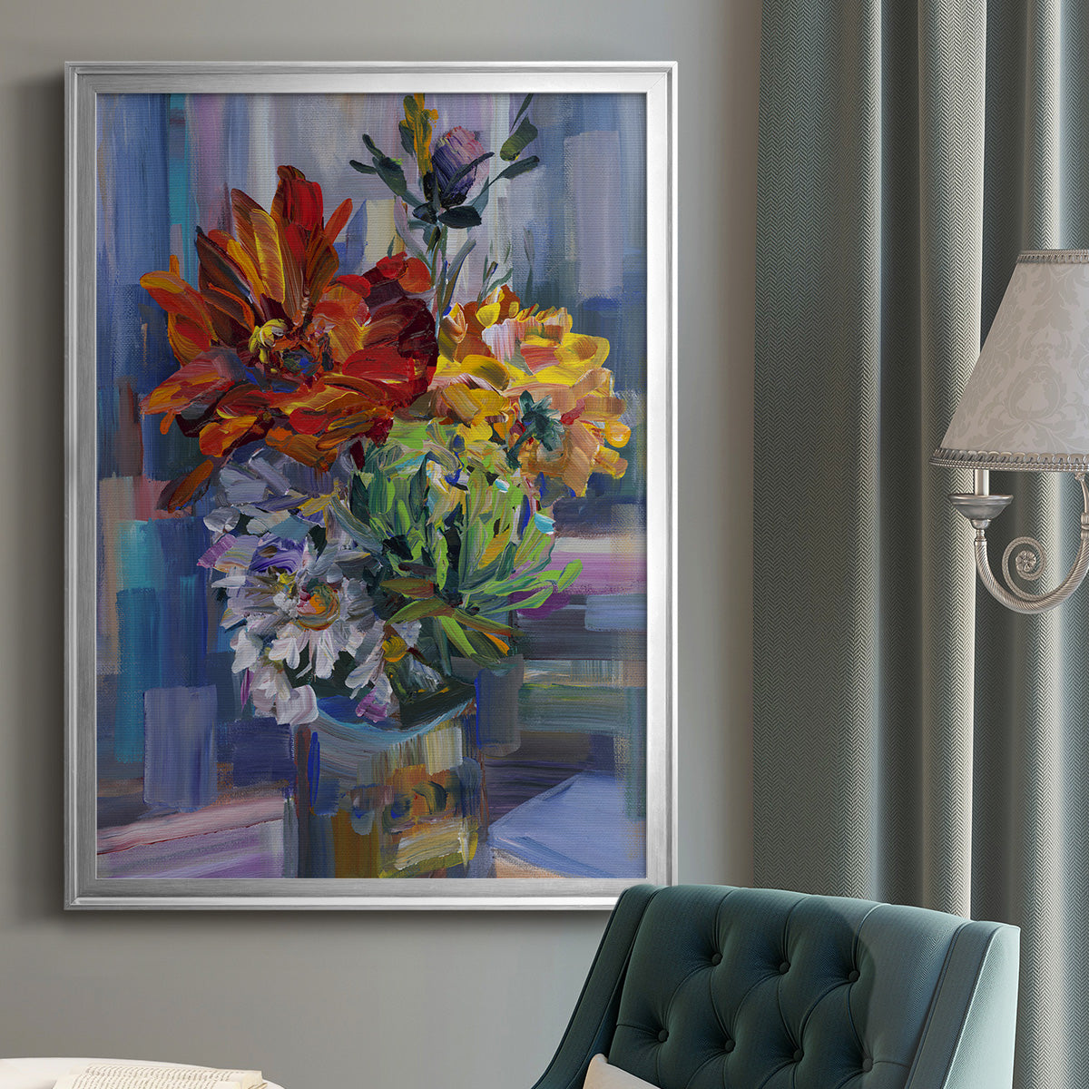 Modern Bouquet - Modern Framed Canvas Print