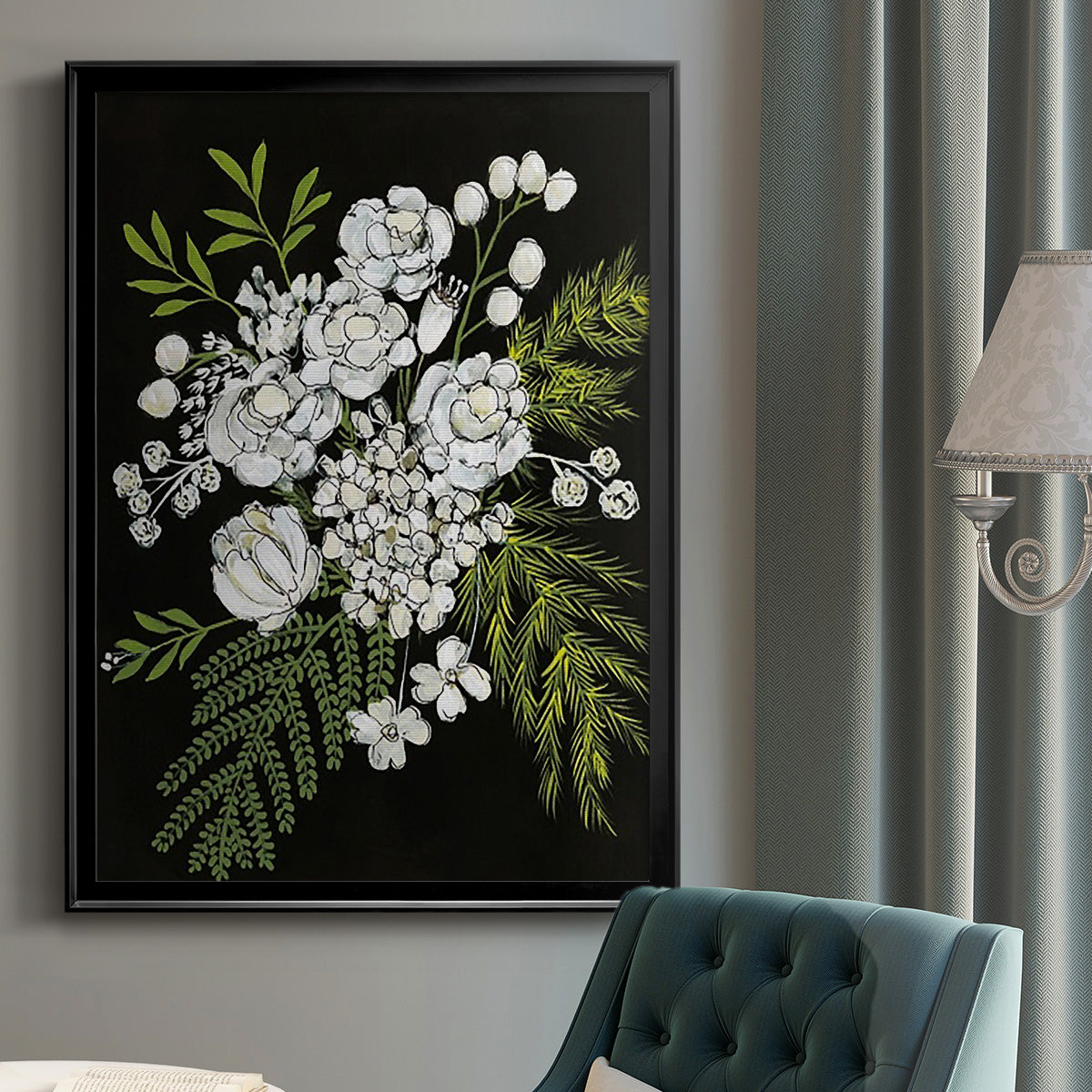 Alabaster Bouquet I - Modern Framed Canvas Print