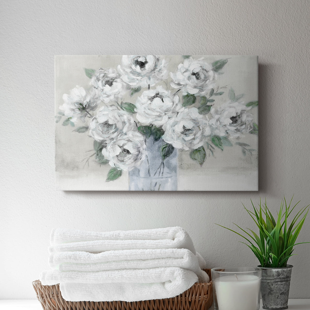Tender White Roses - Canvas Art Print